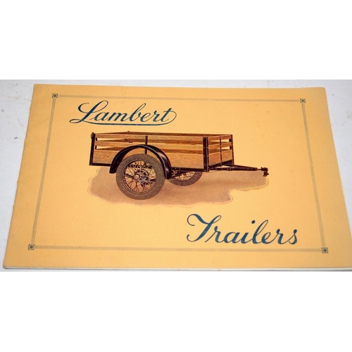 191 - Original 1932 Watsonian Sidecars sales brochure c/w a vintage Lambert Trailers brochure. Lot also in... 