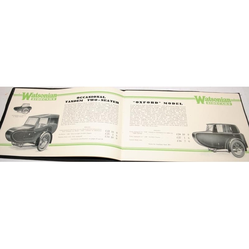 191 - Original 1932 Watsonian Sidecars sales brochure c/w a vintage Lambert Trailers brochure. Lot also in... 