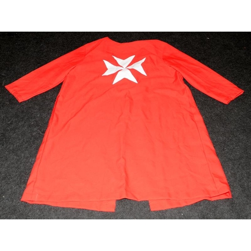 226 - Unusual red Masonic Knights of Malta surplice with Knights Templar Maltese Cross insignia