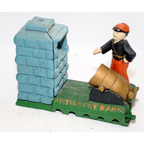 20 - Cast metal Artillery Bank money box