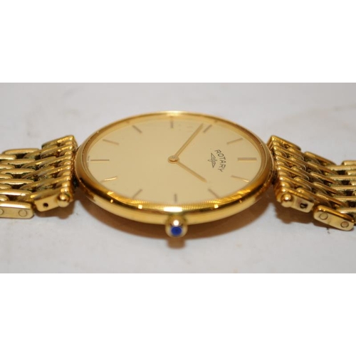 365 - Rotary Artemis gents gold plated dress watch with sapphire cabochon crown. Ref:4799. 35mm across inc... 