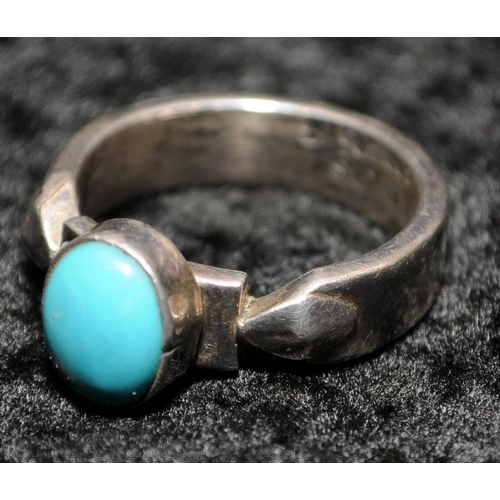 341 - B. Johnson Navajo sterling silver turquoise ring size T+