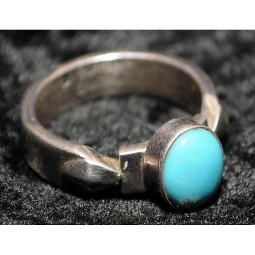 341 - B. Johnson Navajo sterling silver turquoise ring size T+