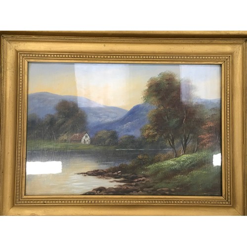 388 - R. Bourne: A pair of antique framed and glazed watercolours with scenes of highlands each 73x56cm.