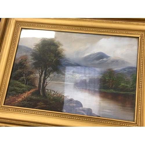 388 - R. Bourne: A pair of antique framed and glazed watercolours with scenes of highlands each 73x56cm.