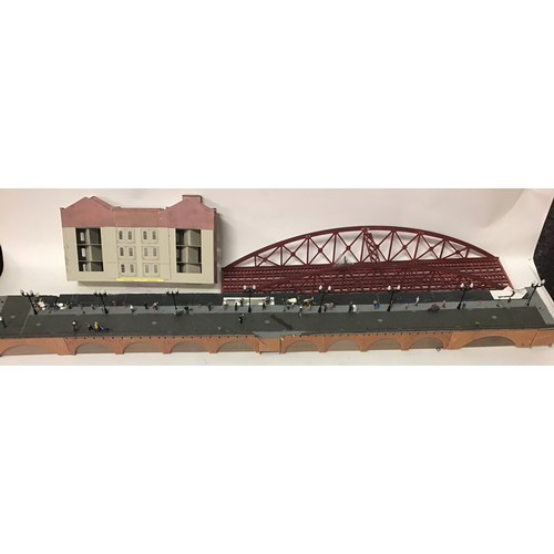 60A - Large collection of OO gauge plastic and card buildings to include a large bridge. Viewing recommend... 