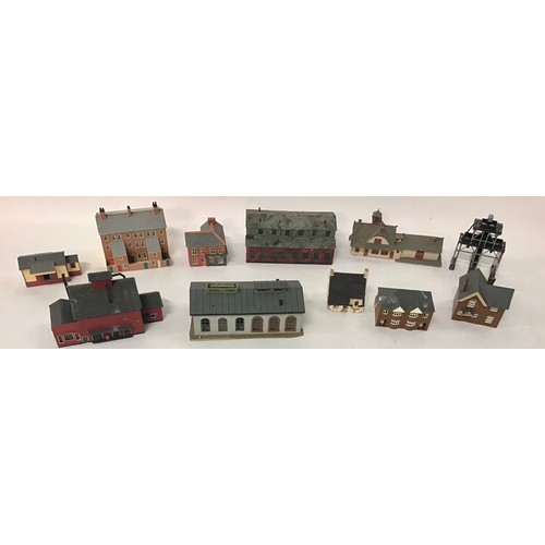 120A - Three boxes of N Gauge plastic and card buildings.