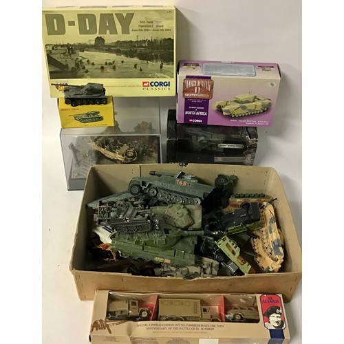 430 - Military diecast group to include Dinky 817 Char A.M.X 13 Tonnes (model has no tracks), boxed, Corgi... 