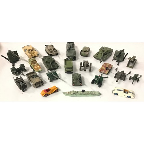 430 - Military diecast group to include Dinky 817 Char A.M.X 13 Tonnes (model has no tracks), boxed, Corgi... 