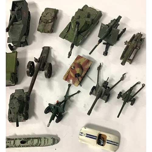 430 - Military diecast group to include Dinky 817 Char A.M.X 13 Tonnes (model has no tracks), boxed, Corgi... 