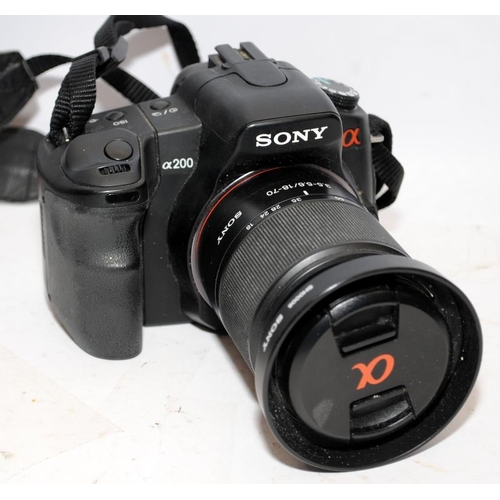 147 - Sony Alpha 200 10mp DSLR A-200 digital camera c/w 18-70mm kit lens. Lot also includes compatible Sig... 