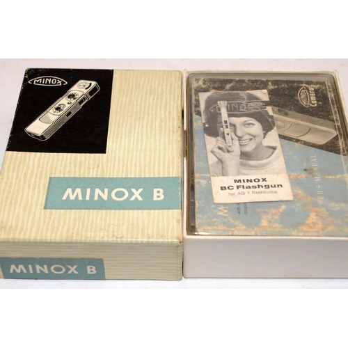 148 - Vintage Minox B sub miniature spy camera. Rare in such good order complete in original box with flas... 