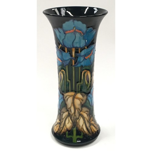 6 - Moorcroft Philip Gibson limited edition Rhapsody vase 2001. Cylindrical flared form. 26cm tall. Sign... 