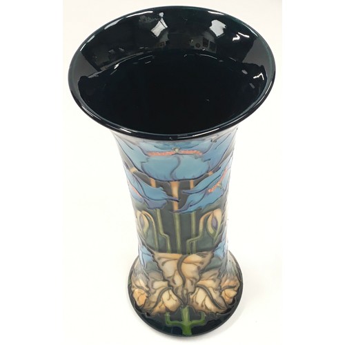 6 - Moorcroft Philip Gibson limited edition Rhapsody vase 2001. Cylindrical flared form. 26cm tall. Sign... 