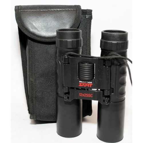 174 - Three pairs of cased compact binoculars by Tasco, Halina and Praktica