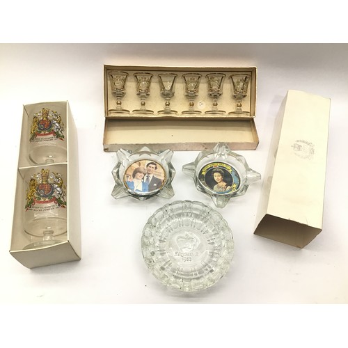 91 - 2 boxes of various glassware to include collectable commemorative ware.