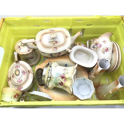 128 - Large crate of Corona ware crockery.