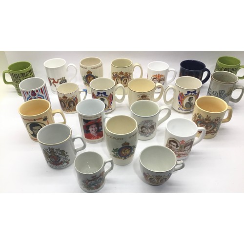 129 - Large container of over 40 pieces of commemorative ware.