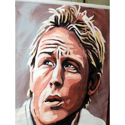 401 - Very large original canvas featuring rugby player Jonny Wilkinson. Appears to be painted using water... 