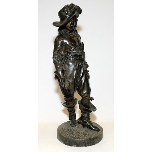 137 - Pair of 19th century bronzed figures; Rolando and Gil Blas signed Miroy Freres. 17 1/2 inches high