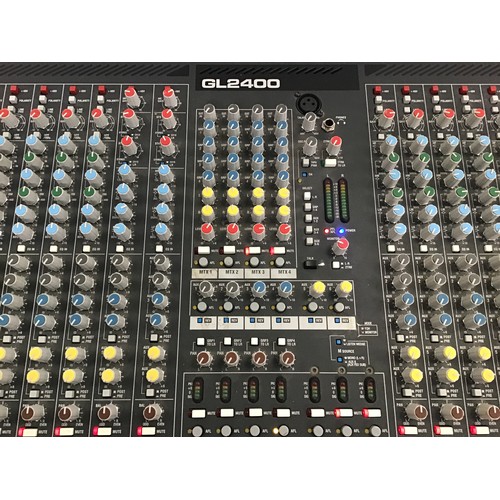 72 - Allen & Heath GL2400 mixing desk which powers up when plugged in.