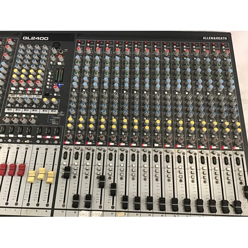 72 - Allen & Heath GL2400 mixing desk which powers up when plugged in.