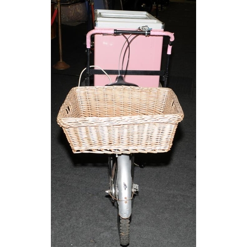 142 - Traditional Ice Cream sales tricycle with ice cream freezer to front and wicker basket to rear. Requ... 