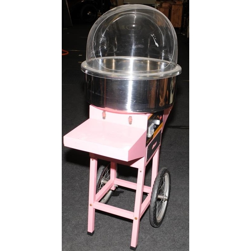 143 - Transportable candy floss maker retail point of sale by Vevor. Spoked wheels to rear for easy mobili... 