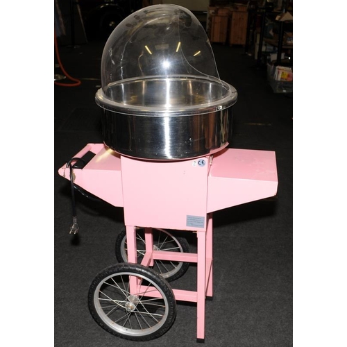 143 - Transportable candy floss maker retail point of sale by Vevor. Spoked wheels to rear for easy mobili... 