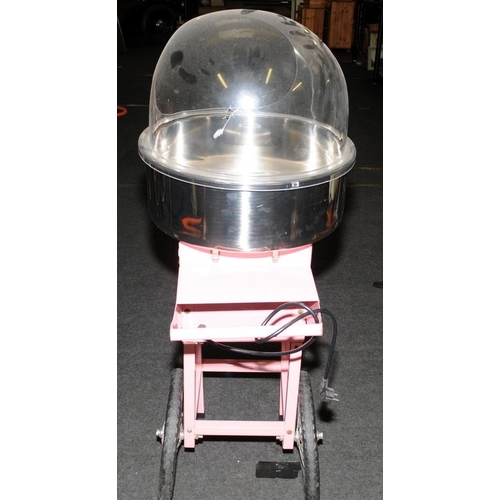 143 - Transportable candy floss maker retail point of sale by Vevor. Spoked wheels to rear for easy mobili... 