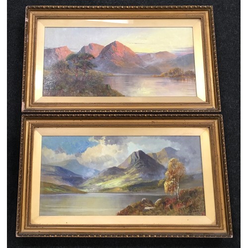 396 - Joel Owen 1892-1931: Pair of framed and signed early 20th century oil on canvas landscape paintings ... 