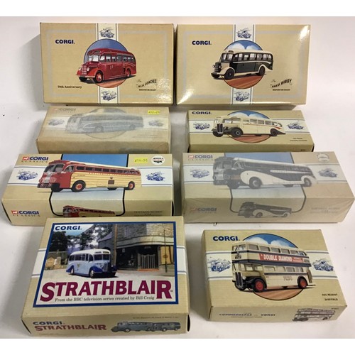 18 - Corgi Classics bus related group to include 97765 Strathblair, 97002 AEC Regent Sheffield and others... 