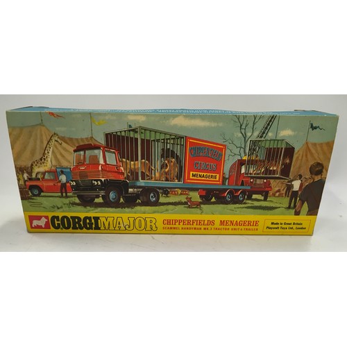 61 - Corgi Major Toys 1139 Scammell Handyman Articulated Chipperfield's Circus Menagerie Carrier - sky bl... 