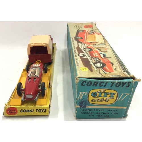 81 - Corgi. GS17 Gift Set to include Land Rover: red, cream plastic canopy, lemon interior, silver trim, ... 