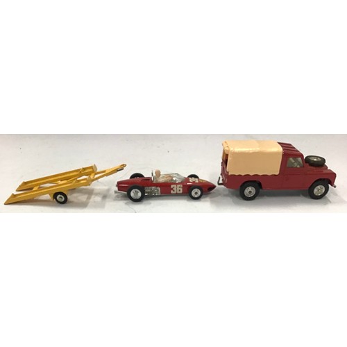 81 - Corgi. GS17 Gift Set to include Land Rover: red, cream plastic canopy, lemon interior, silver trim, ... 