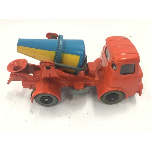 86 - Dinky 960 Albion Chieftain Lorry Mounted Cement Mixer - orange, silver trim, with windows, blue barr... 