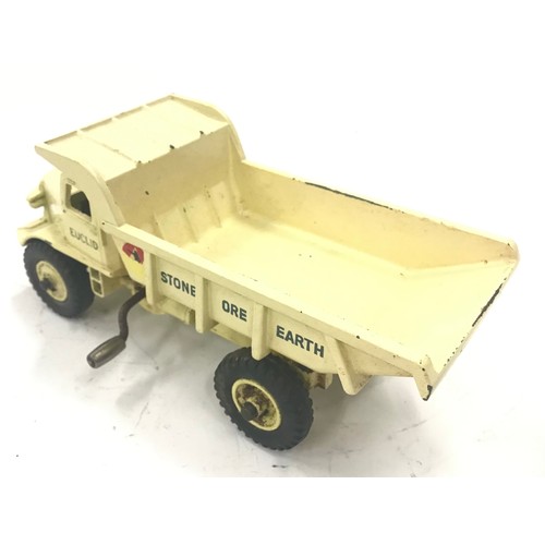 86 - Dinky 960 Albion Chieftain Lorry Mounted Cement Mixer - orange, silver trim, with windows, blue barr... 