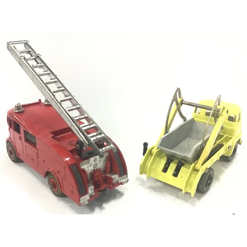 91 - Dinky 955 Fire Engine with extending ladder - red including ridged hubs, silver ladder - Good Plus i... 