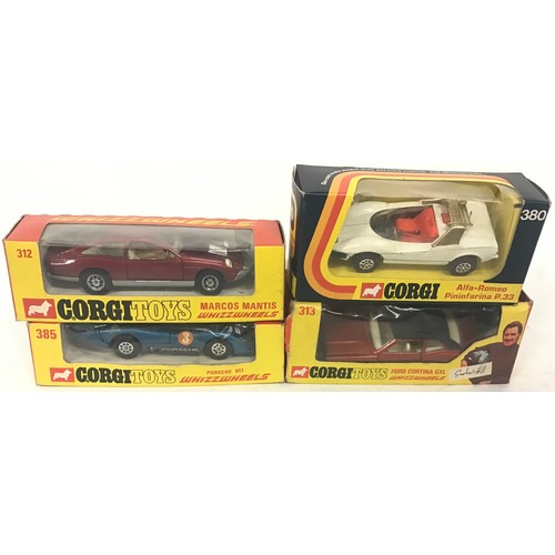 57 - 3 x Corgi Whizzwheels models and one other Corgi model to include 380 Alfa-Romeo Pininfarina P.33, 3... 