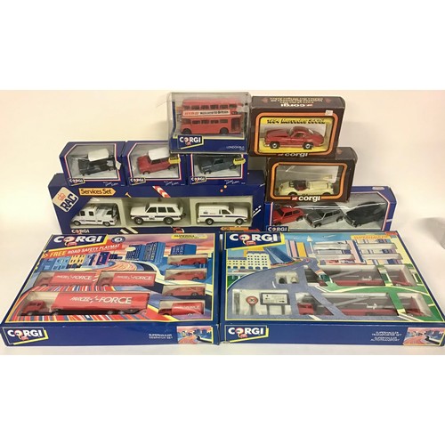 54 - Corgi group of boxed models to include Services Set, Superhaulers Despatch and Transporter Sets and ... 