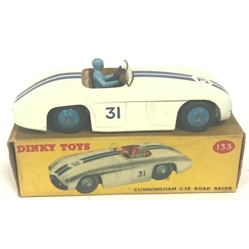 93 - Dinky 133 Cunningham Road Racer - off white body, brown interior with light blue figure driver, mid-... 