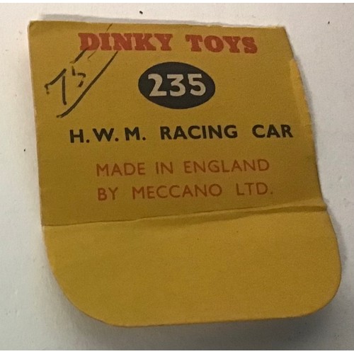 94 - Dinky 234 Ferrari Racing Car - blue, yellow nose, racing number 5 and ridged hubs with grey treaded ... 