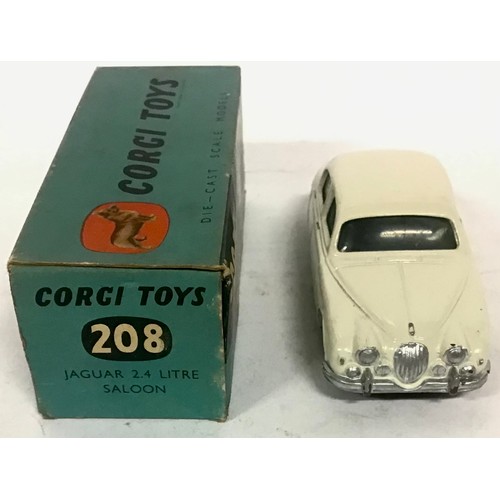 105 - Corgi 208 Jaguar 2.4 litre Saloon - white body, flat spun hubs - Good (slightly grubby) blue picture... 