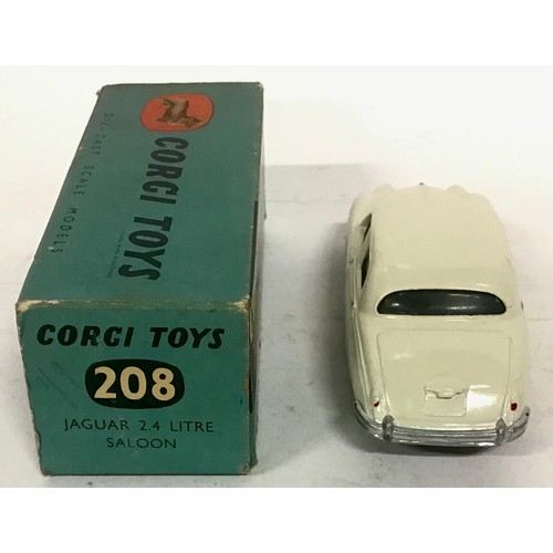 105 - Corgi 208 Jaguar 2.4 litre Saloon - white body, flat spun hubs - Good (slightly grubby) blue picture... 