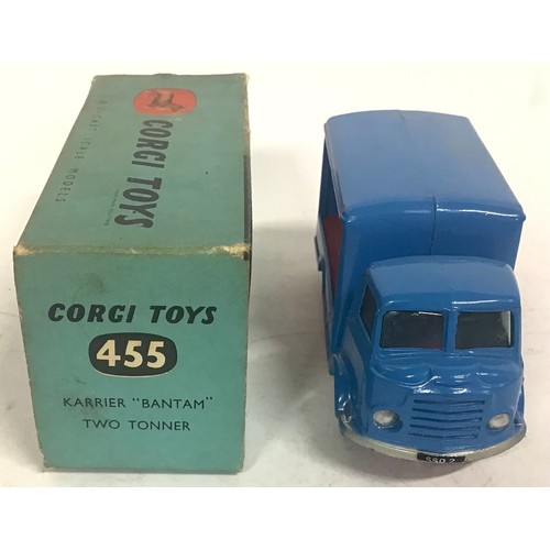 100 - Corgi 455 Karrier Bantam Two Tonner - blue, red, silver trim, flat spun hubs - Good Plus to Excellen... 