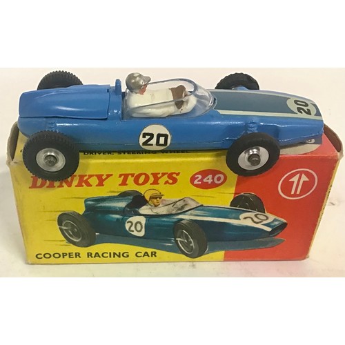 99 - Dinky 240 Cooper Racing Car - mid-blue including plastic detachable engine cover, white, blue and bl... 