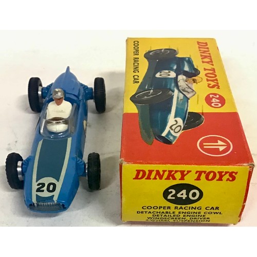 99 - Dinky 240 Cooper Racing Car - mid-blue including plastic detachable engine cover, white, blue and bl... 