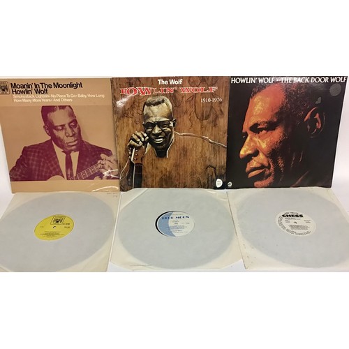 96 - SET OF 3 VINYL LP RECORDS FROM HOWLIN’ WOLF. Titles include - The Wolf on Blue Moon Records - Back D... 