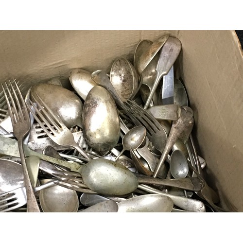 101 - Large collection of assorted silver plated flatware to include mother of pearl handled examples.