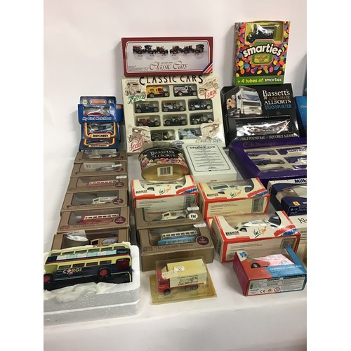 113 - Collection of boxed diecast models to include Majorette Cadburys Collection, The Collectable Souveni... 